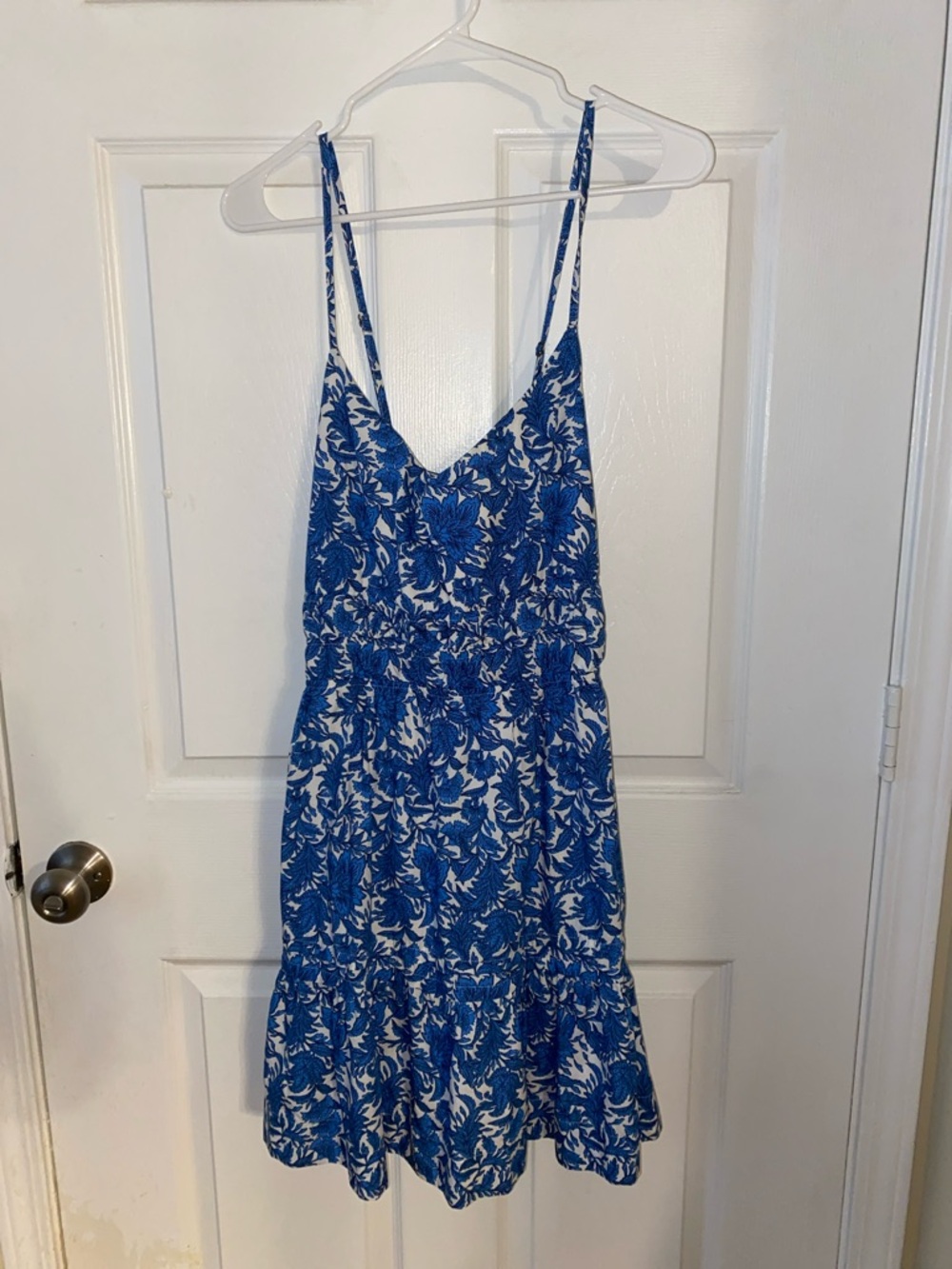 Anthropologie Blue & White Floral Mini Dress